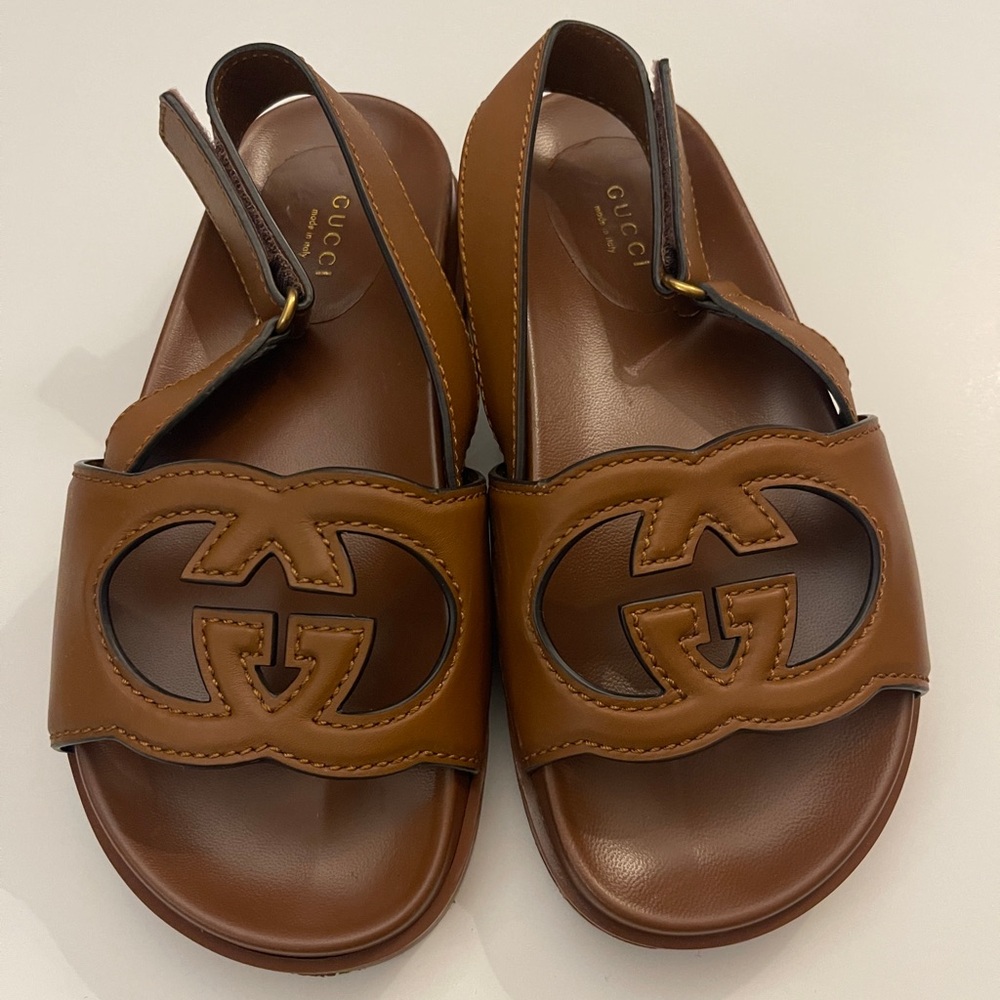 Gucci Leather Sandal Cutout Brown